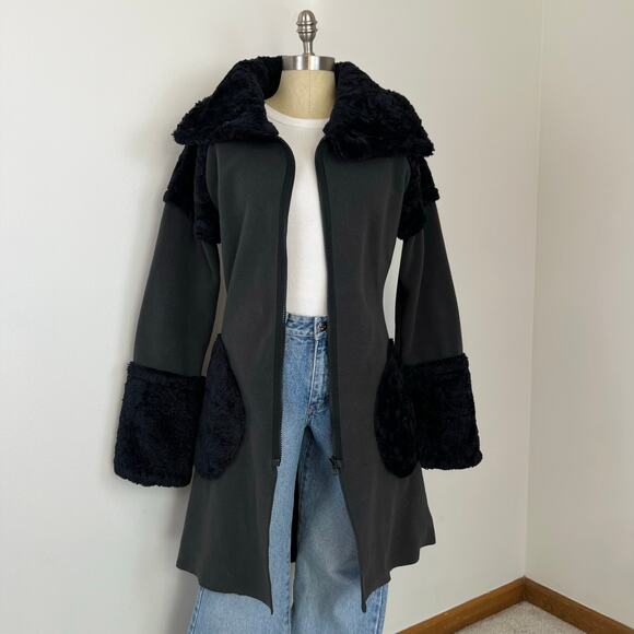 Vintage Mimdo Penny Lane Black Trim Gray Fleece Full Zip Long Jacket (Sz S) - Picture 12 of 15